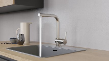 Pull-Out Kitchen Faucet WK 4, Stainless steel look