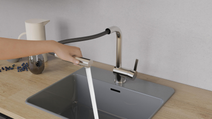 Pull-Out Kitchen Faucet WK 4, Stainless steel look
