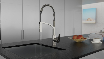 Kitchen faucet WK 3 stainless steel look, spiral spring, 2 jet types