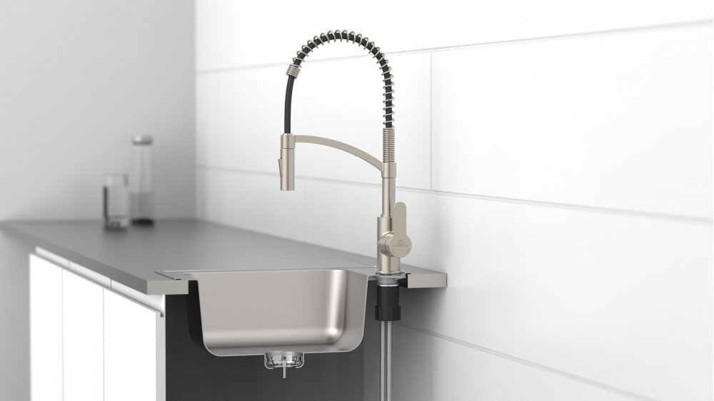 Kitchen faucet WK 3 stainless steel look, spiral spring, 2 jet types