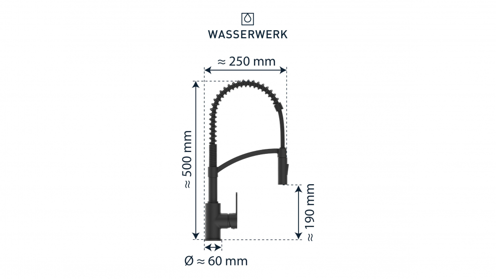 Kitchen faucet WK 3 Black, spiral spring, 2 jet types