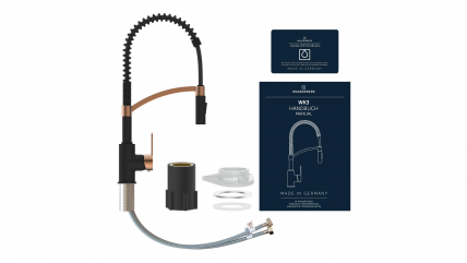 Kitchen faucet WK 3 Black/Rose-gold, spiral spring, 2 jet types