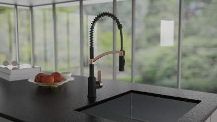 Kitchen faucet WK 3 Black/Rose-gold, spiral spring, 2 jet types