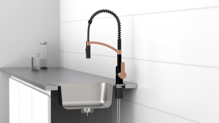 Kitchen faucet WK 3 Black/Rose-gold, spiral spring, 2 jet types