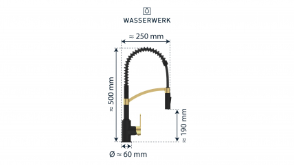 Kitchen faucet WK 3 Black/Matt-gold, spiral spring, 2 jet types