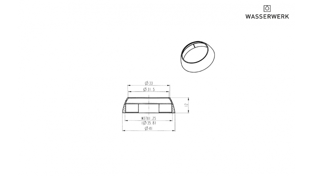 10299021-02 Couverture de cartouche, filetage intérieur M37, Aspect acier inox