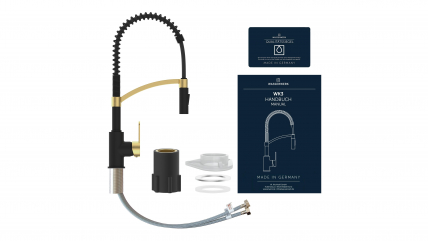 Kitchen faucet WK 3 Black/Matt-gold, spiral spring, 2 jet types