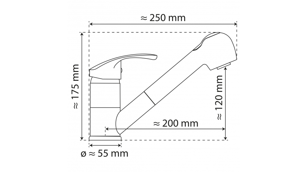 Küchenarmatur WK 7 Chrom, mit herausziehbarer Geschirrbrause