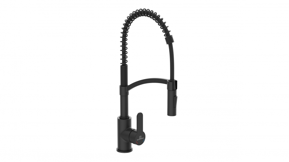 Kitchen faucet WK 3 Black, spiral spring, 2 jet types