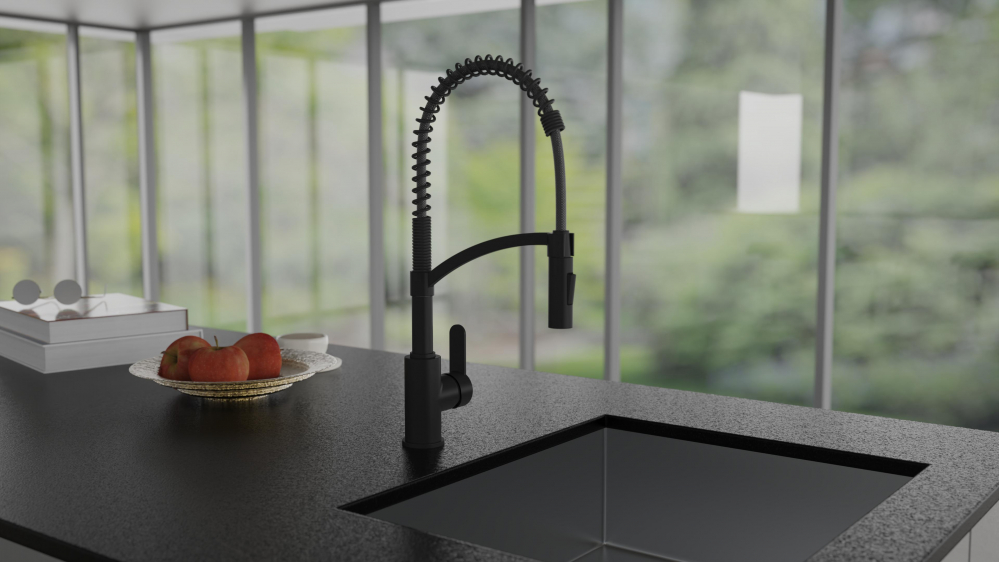 Kitchen faucet WK 3 Black, spiral spring, 2 jet types