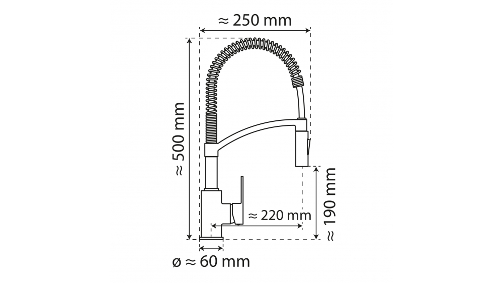 Kitchen faucet WK 3 Black, spiral spring, 2 jet types