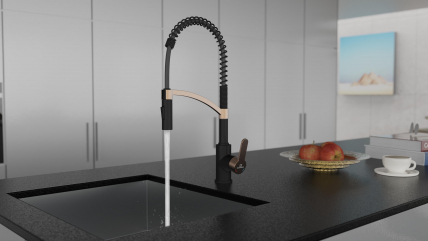 Kitchen faucet WK 3 Black/Rose-gold, spiral spring, 2 jet types