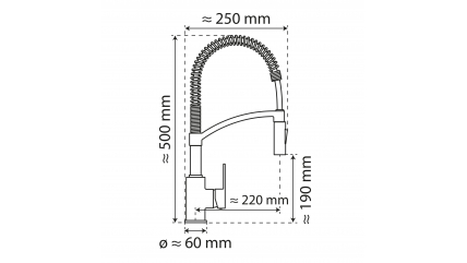 Kitchen faucet WK 3 Black/Matt-gold, spiral spring, 2 jet types