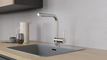 Pull-Out Kitchen Faucet WK 4, Stainless steel look