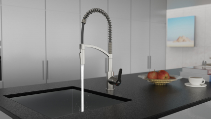 Kitchen faucet WK 3 stainless steel look, spiral spring, 2 jet types