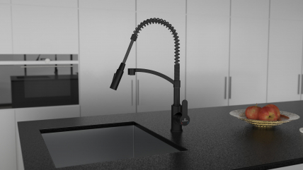 Kitchen faucet WK 3 Black, spiral spring, 2 jet types