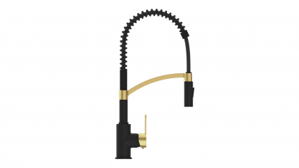 Kitchen faucet WK 3 Black/Matt-gold, spiral spring, 2 jet types