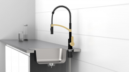 Kitchen faucet WK 3 Black/Matt-gold, spiral spring, 2 jet types