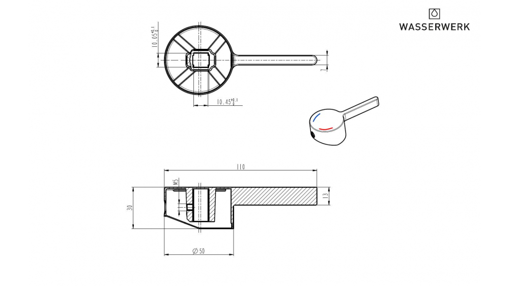 10100021-11 Handle 2, Top mount, Chrome