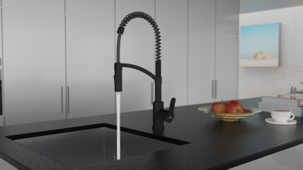 Kitchen faucet WK 3 Black, spiral spring, 2 jet types