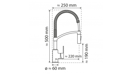 Kitchen faucet WK 3 Black, spiral spring, 2 jet types