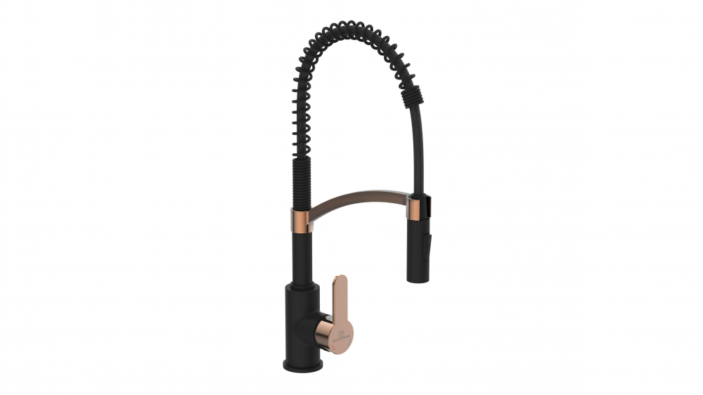 Kitchen faucet WK 3 Black/Rose-gold, spiral spring, 2 jet types