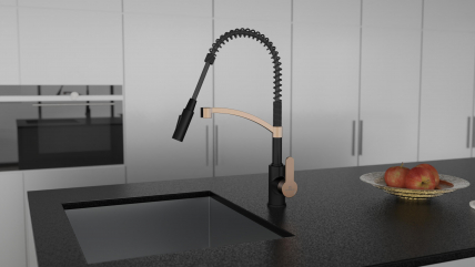 Kitchen faucet WK 3 Black/Rose-gold, spiral spring, 2 jet types