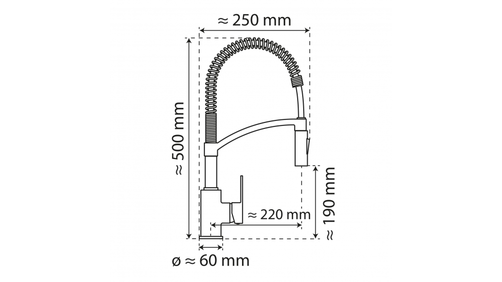 Kitchen faucet WK 3 Black/Matt-gold, spiral spring, 2 jet types