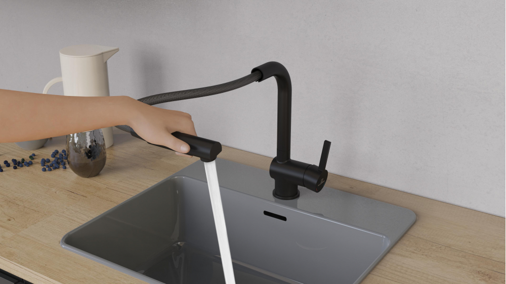 Pull-Out Kitchen Faucet WK 4, Black