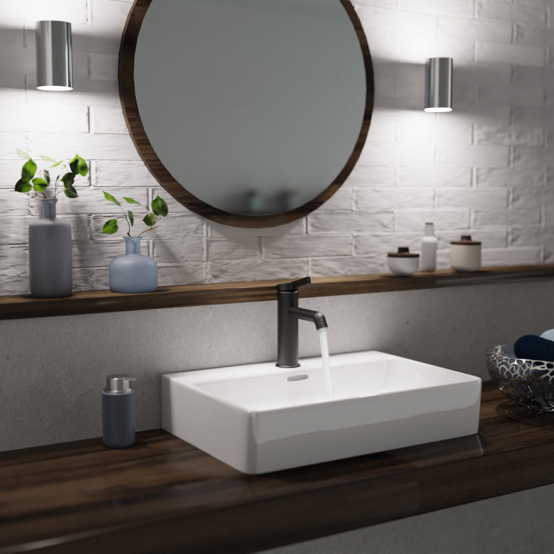 WT 11 en noir, Mitigeur de lavabo au design minimaliste