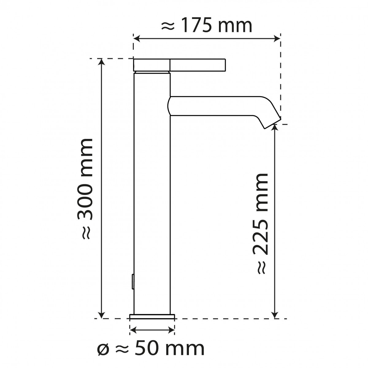 WT 11 XL in chroom, Wastafelkraan voor opzetwastafel