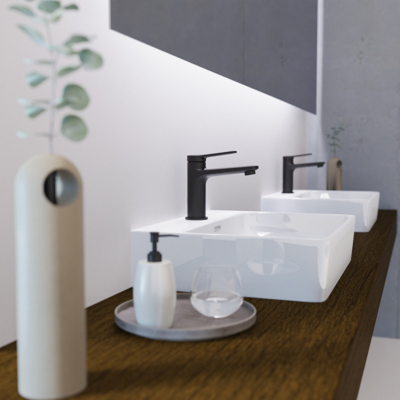 WT 12 en noir, Mitigeur de lavabo au design élancé