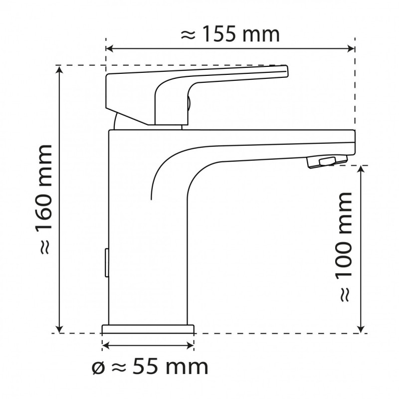 WT 13 en chrome, Mitigeur de lavabo avec bec droit