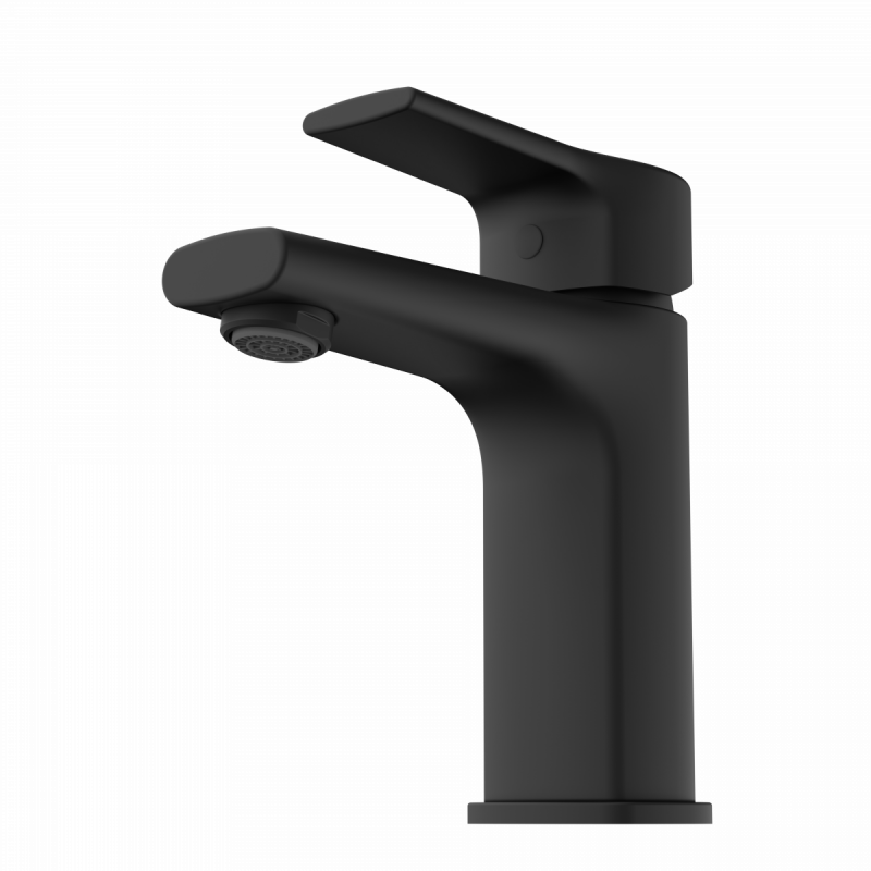 WT 13 in black, Washbasin faucet with straight spout