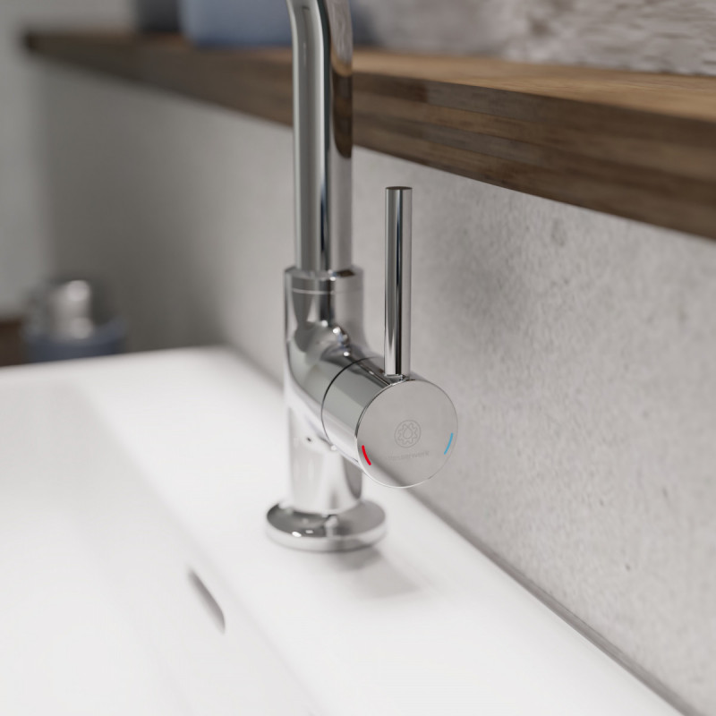 WT 14 in chrome, Washbasin faucet with curved spout