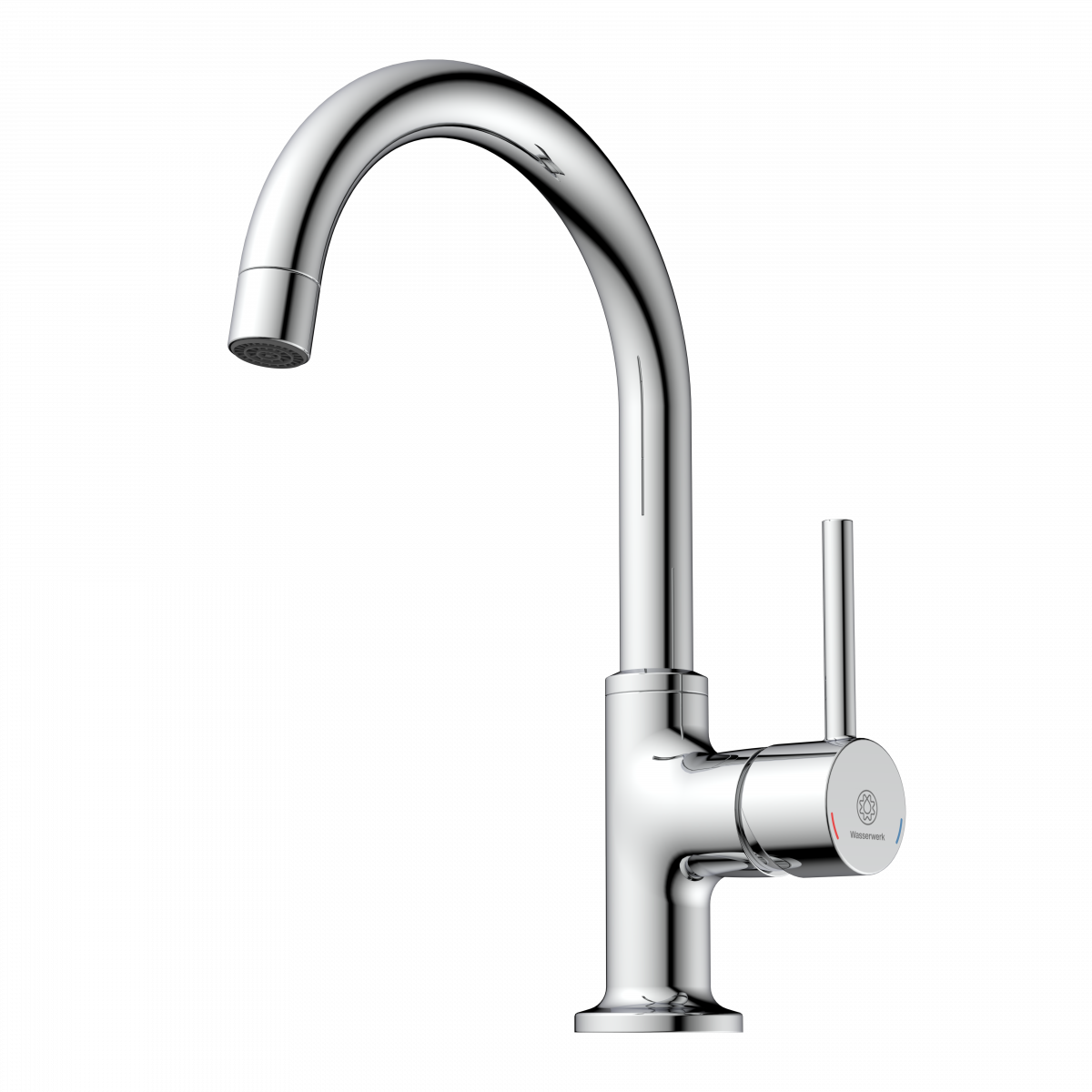 WT 14 in chrome, Washbasin faucet with curved spout