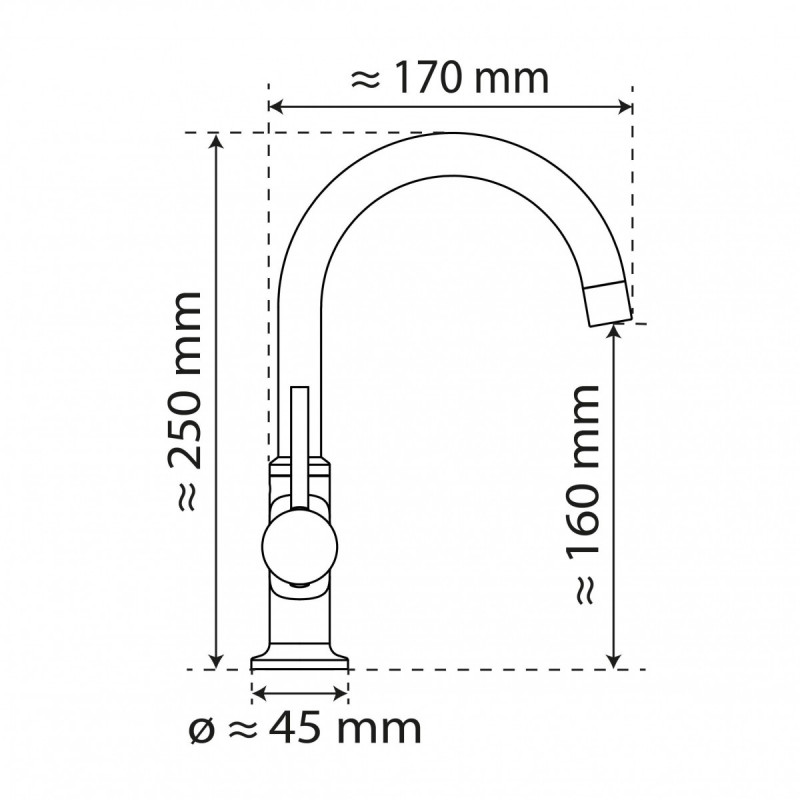 WT 14 in black, Washbasin faucet with curved spout