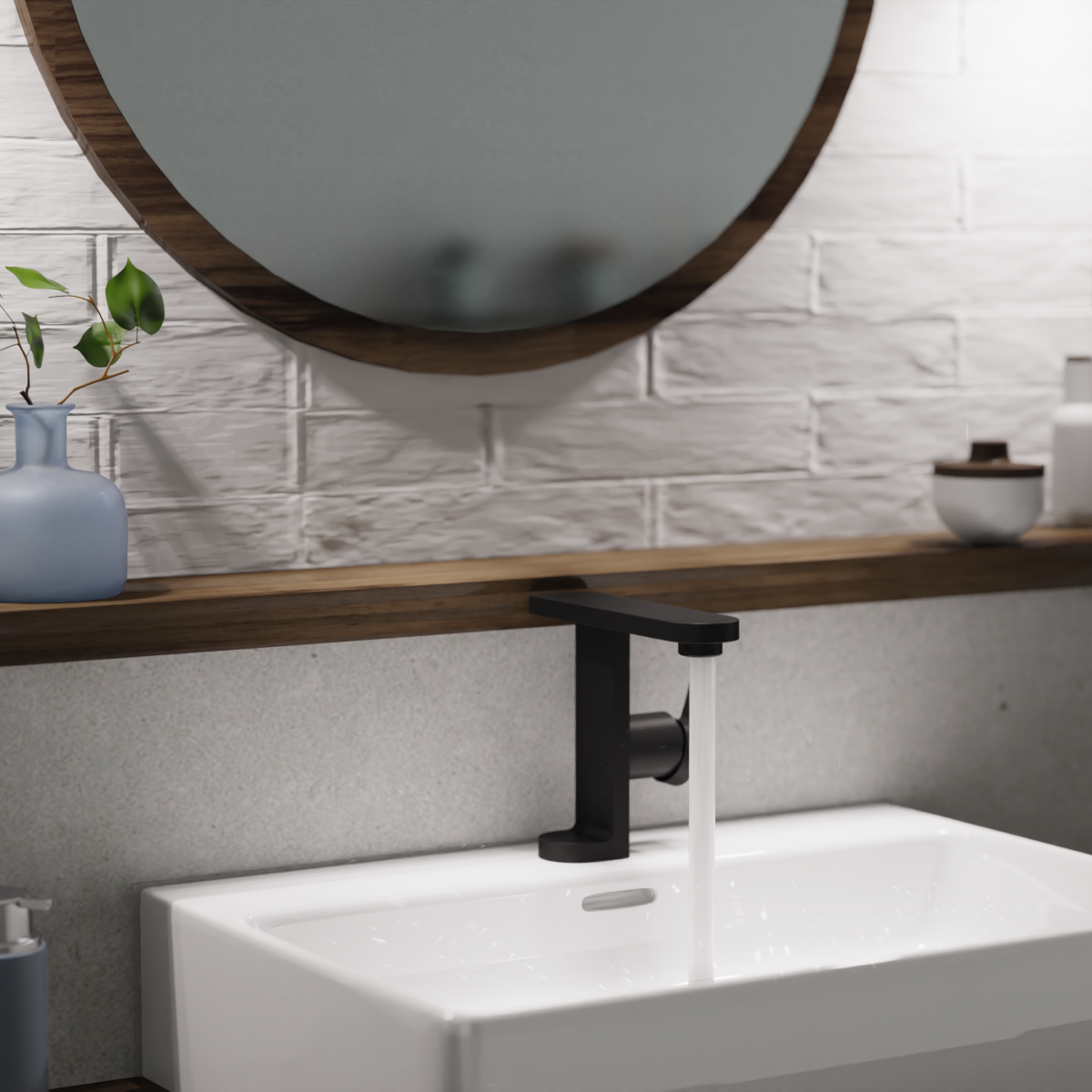 WT 15 in black, Washbasin with innovative design