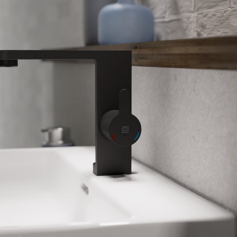 WT 15 en noir, Mitigeur de lavabo au design innovant