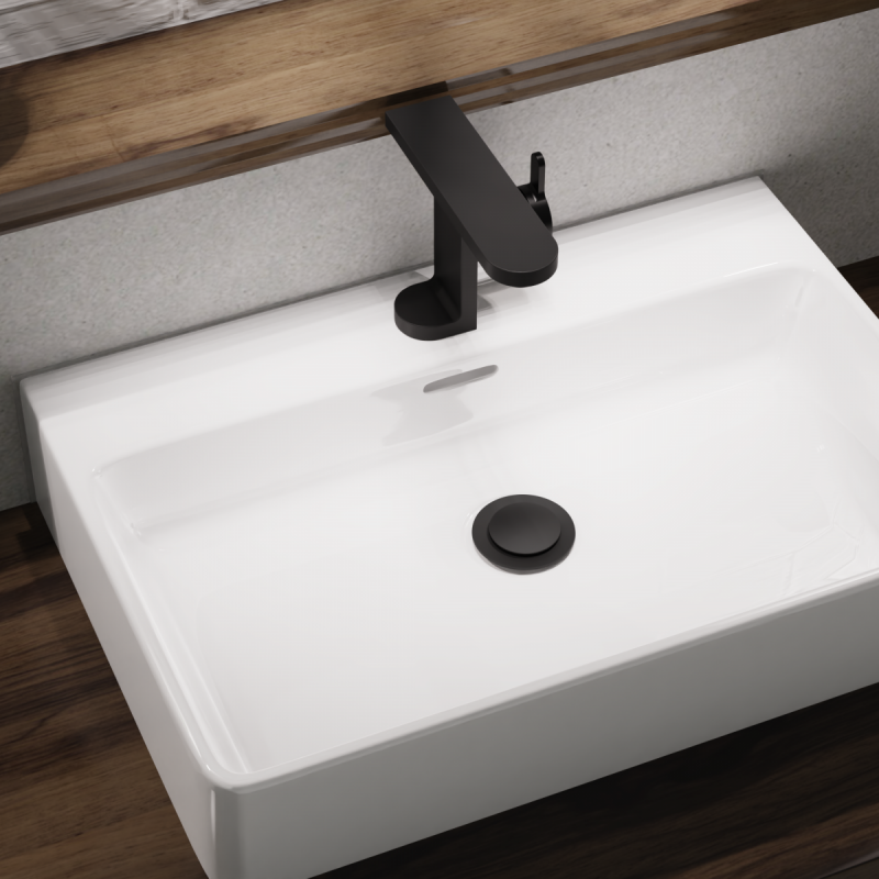 WT 15 in black, Washbasin with innovative design