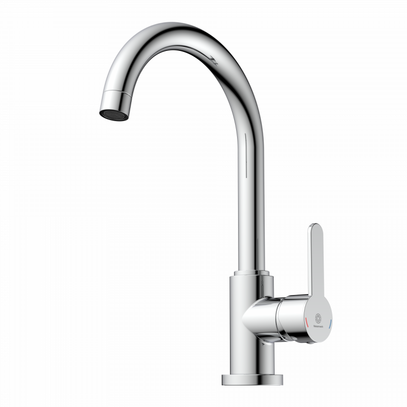 WK 5 in chrome, Kitchen Faucet with classic curved spout