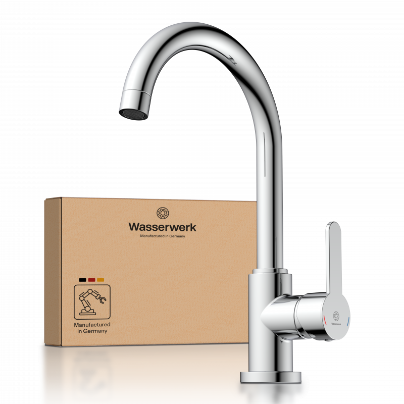 WK 5 in chrome, Kitchen Faucet with classic curved spout