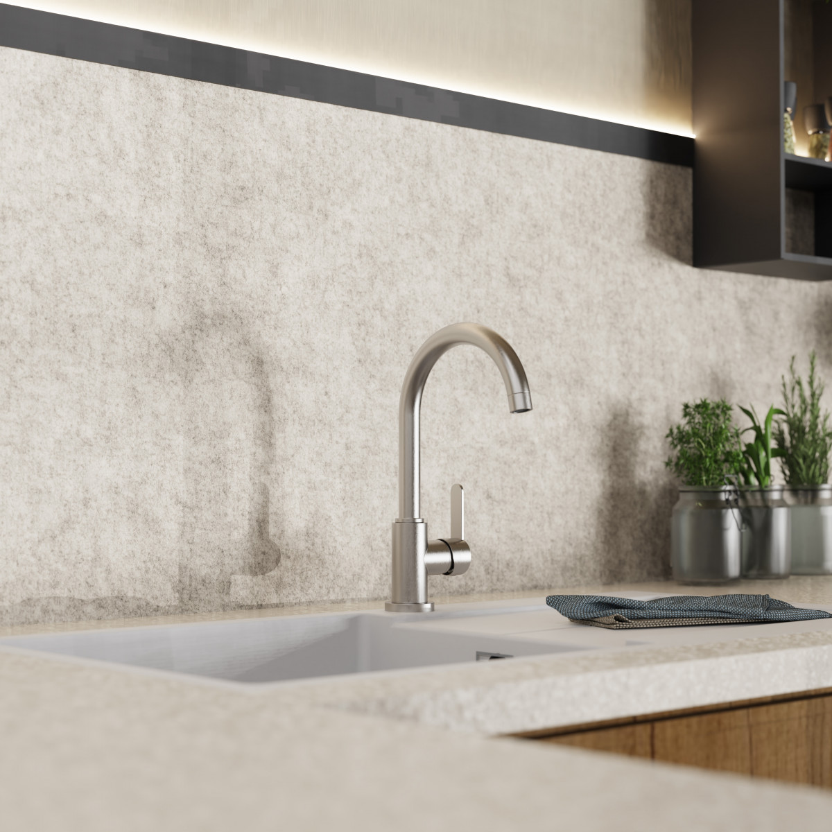 WK 5 in stainless steel look, Kitchen Faucet with classic curved spout WK 5 in stainless steel look, Kitchen Faucet with classic curved spout