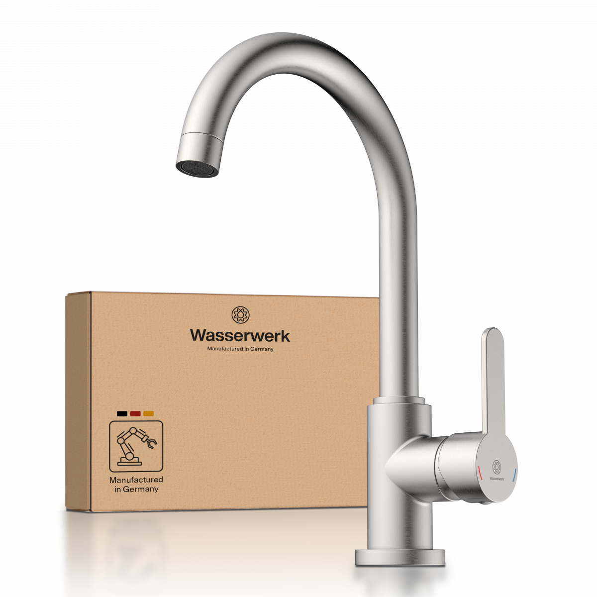 WK 5 in stainless steel look, Kitchen Faucet with classic curved spout