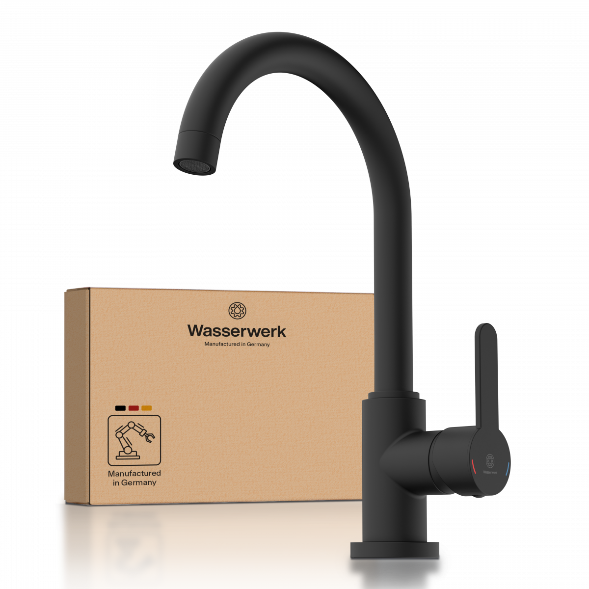 WK 5 in black, Kitchen Faucet with classic curved spout