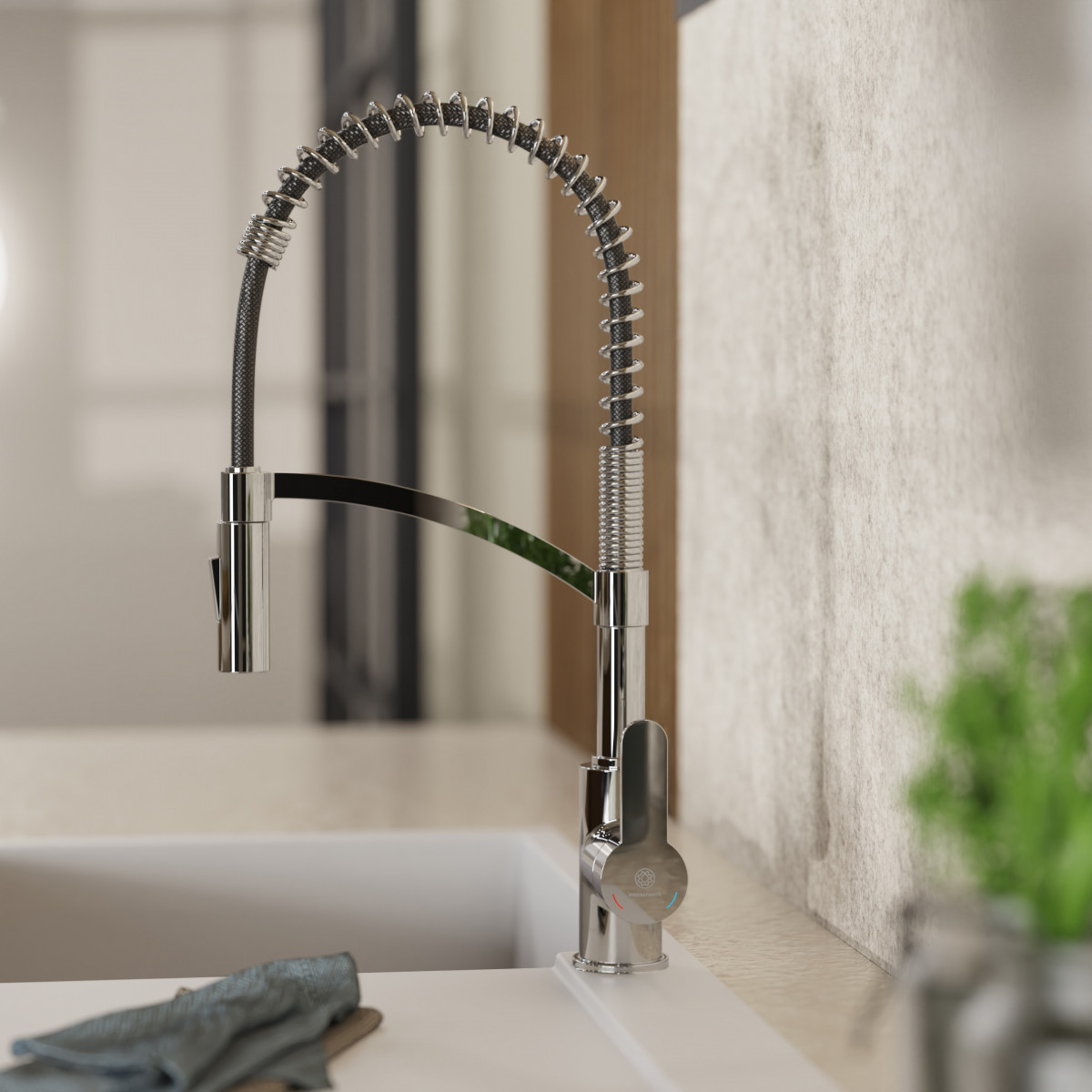 WK 3 in chrome, Kitchen Faucet with innovative spiral spring design