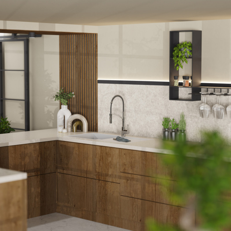 WK 3 in chrome, Kitchen Faucet with innovative spiral spring design