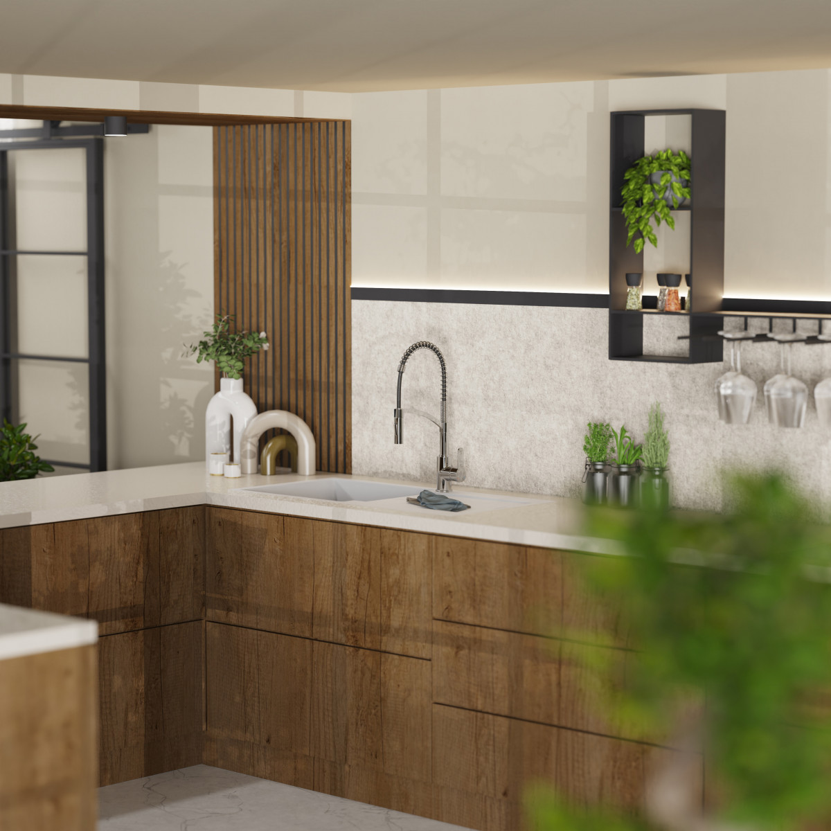 WK 3 in chrome, Kitchen Faucet with innovative spiral spring design