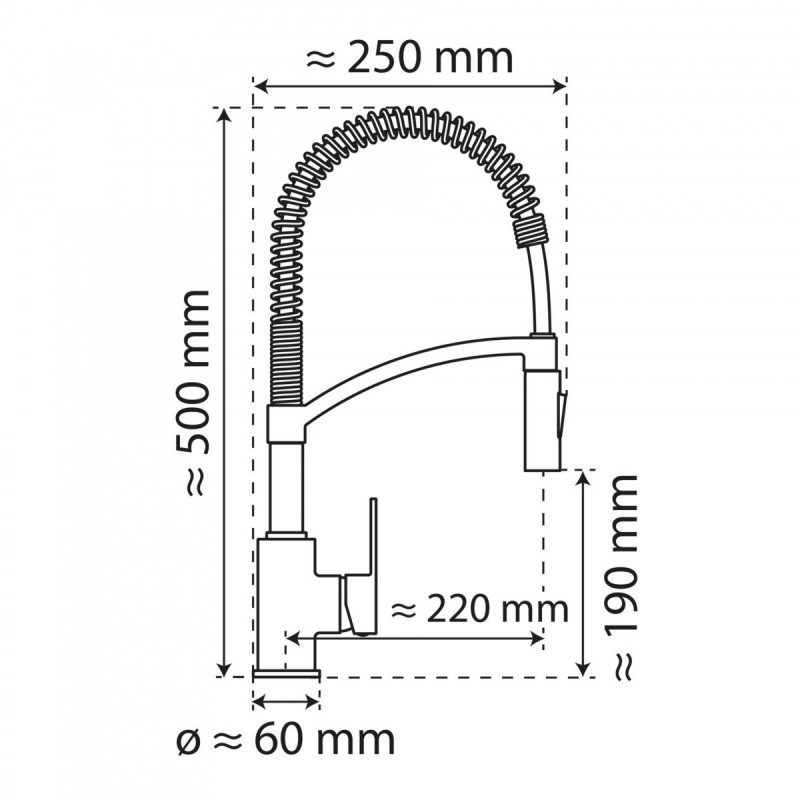 WK 3 in chrome, Kitchen Faucet with innovative spiral spring design
