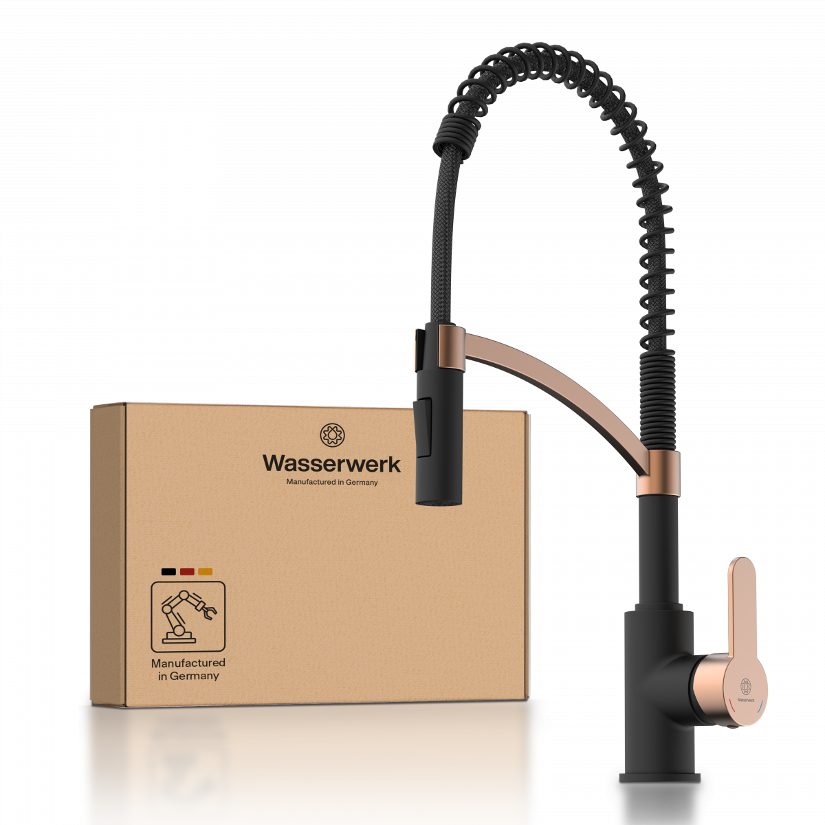 WK 3 in black/rosegold, Kitchen Faucet with innovative spiral spring design